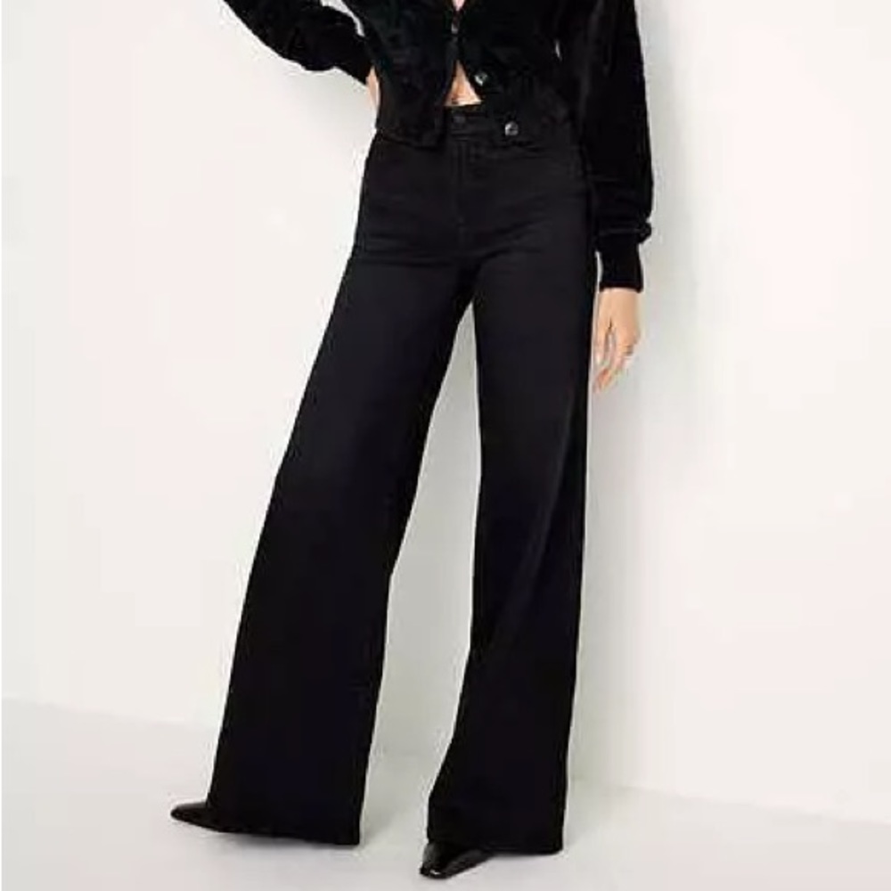 NWT Good American Good Waist Palazzo Jeans- Black Size 8